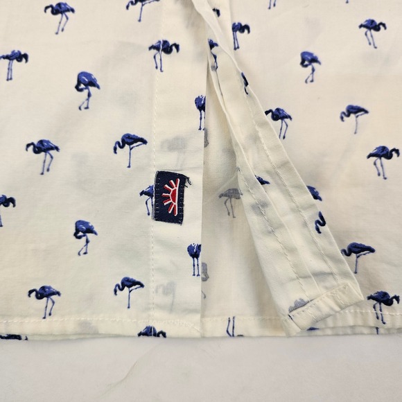 Ditch Plains Ricky Singh Mens XL Flamingo Print‎ Short Sleeve Button Down Shirt - Picture 5 of 9